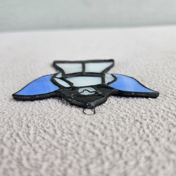 Stained Glass Angel Suncatcher Hanging Blue White Metal 3.5" Handcrafted - Picture 4 of 10